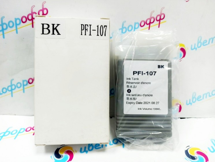 Картридж совместимый (аналоговый) для "Canon" PFI-107Bk Black "ColorPro" (С уровнем чернил)