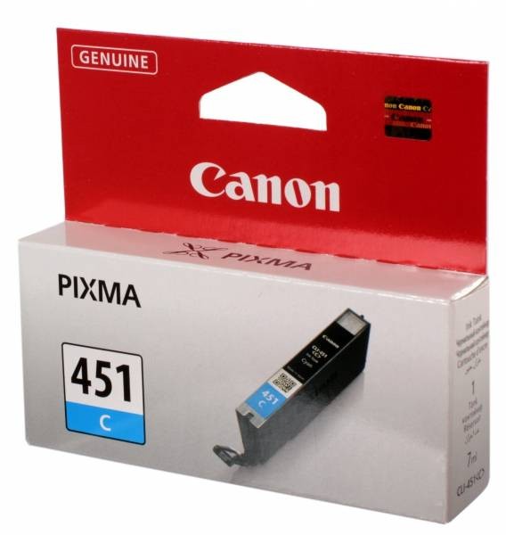 Картридж струйный оригинальный "Canon" CLI-451C Cyan (CLI-451 С/6524B001) PIXMA-MG5440/MG5540/MG5640/MG6340/MG6640/MG7140/iP7240/iP8740