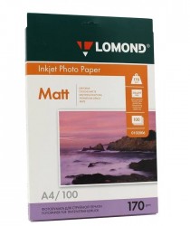 Фотобумага матовая двусторонняя (DS Matt) A4 (210x297), 100 листов, 170 гр/м2 (0102006) "Lomond" для струйного принтера