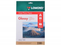 Фотобумага глянцевая (Glossy) A4 (210x297), 50 листов, 230 гр/м2 (0102022) "Lomond" для струйного принтера