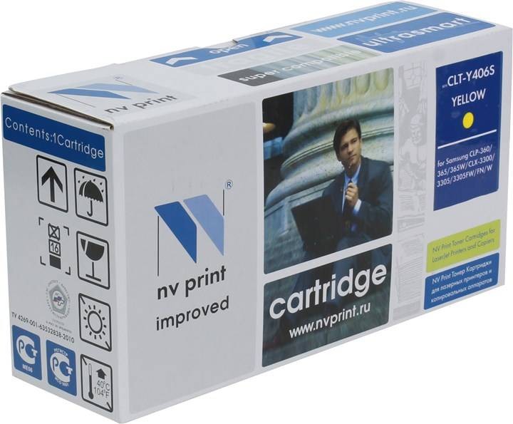 Картридж совместимый NV Print для Samsung CLT-Y406S Yellow  для CLP-360 / CLP-365 / CLX-3300 / CLX-3305 / Xpress SL-C410 / SL-C460
