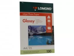 Фотобумага глянцевая (Glossy) A4 (210x297), 25 листов, 130 гр/м2 (0102041) "Lomond" для струйного принтера