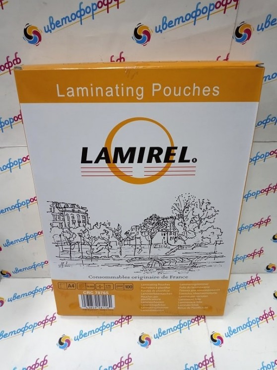 Пленка для ламинатора A4 (216х303) глянцевая, 100 листов, 175мкм "Lamirel"