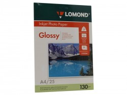 Фотобумага глянцевая (Glossy) A4 (210x297), 25 листов, 130 гр/м2 (0102041) "Lomond" для струйного принтера