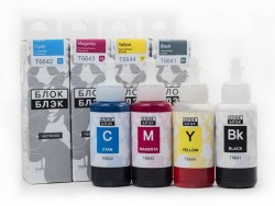 Чернила Блок Блэк (L100/L200/L300/L355) 70ml x 4 (комплект) для Epson Фабрика Печати L серия (T6641-T6644)