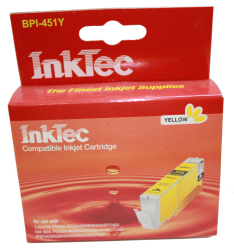 Картридж совместимый (аналоговый) для "Canon" CLI-451Y XL (BPI-451Y) Yellow "InkTec"