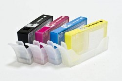 Перезаправляемые "NANO" 1 картриджи для Hewlett-Packard DeskJet Ink Advantage 3525 / 4615 / 4625 / 5525 / 6525 (Re-HP655x4) С ЧИПАМИ