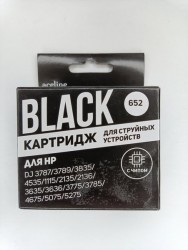 Картридж совместимый (аналоговый) для "Hewlett-Packard" №652 (F6V25AE) Black (С уровнем чернил) "Aceline"