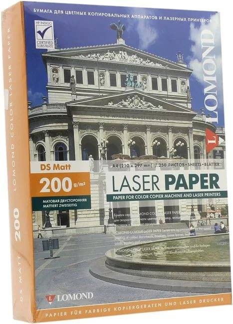 Фотобумага матовая двусторонняя (DS Matt) A4 (210x297), 250 листов, 200 гр/м2 (0300341) "Lomond" для лазерного принтера