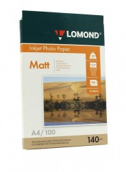Фотобумага матовая (Matt) A4 (210x297), 100 листов, 140 гр/м2 (0102074) "Lomond" для струйного принтера