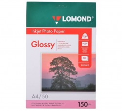 Фотобумага глянцевая (Glossy) A4 (210x297), 50 листов, 150 гр/м2 (0102018) "Lomond" для струйного принтера