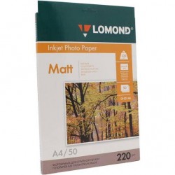 Фотобумага матовая двусторонняя (DS Matt) A4 (210x297), 50 листов, 220 гр/м2 (0102144) "Lomond" для струйного принтера