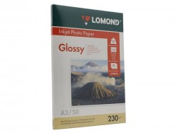Фотобумага глянцевая (Glossy) A3 (420x297), 50 листов, 230 гр/м2 (0102025) "Lomond" для струйного принтера