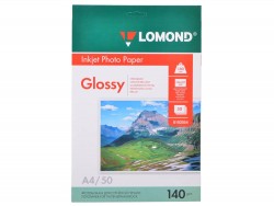Фотобумага глянцевая (Glossy) A4 (210x297), 50 листов, 140 гр/м2 (0102054) "Lomond" для струйного принтера
