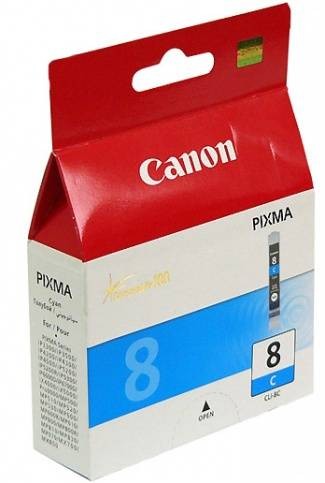 Картридж струйный оригинальный "Canon" CLI-8C Cyan (CLI-8C/0621B024) PIXMA-MP500/MP520/MP530/MP600/MP810/MP830/iP3300/iP3500/iP4200/iP4300/iP5200/iP6600