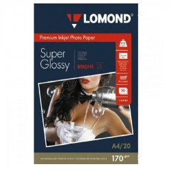 Фотобумага суперглянцевая (Super Glossy) A4 (210x297), 20 листов, 170 гр/м2 (1101101) "Lomond" для струйного принтера