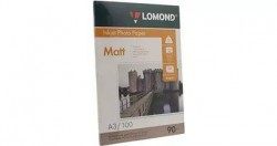 Фотобумага матовая (Matt) A3 (297x420), 100 листов, 90 гр/м2 (0102011) "Lomond" для струйного принтера