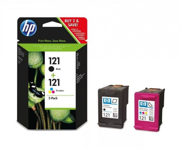 Набор оригинальных струйных картриджей "Hewlett-Packard" №121 Black (CC640HE) + №121 Color (CC643HE) (CN637HE) DeskJet-D1663/D2563/F2423/F4213/F4583