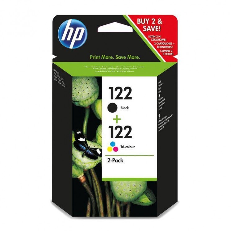 Набор оригинальных струйных картриджей "Hewlett-Packard" №122 Black (CH561HE) + №122 Color (CH562HE) (CR340HE) DeskJet-1050/2000/2050/3050/3052/3054