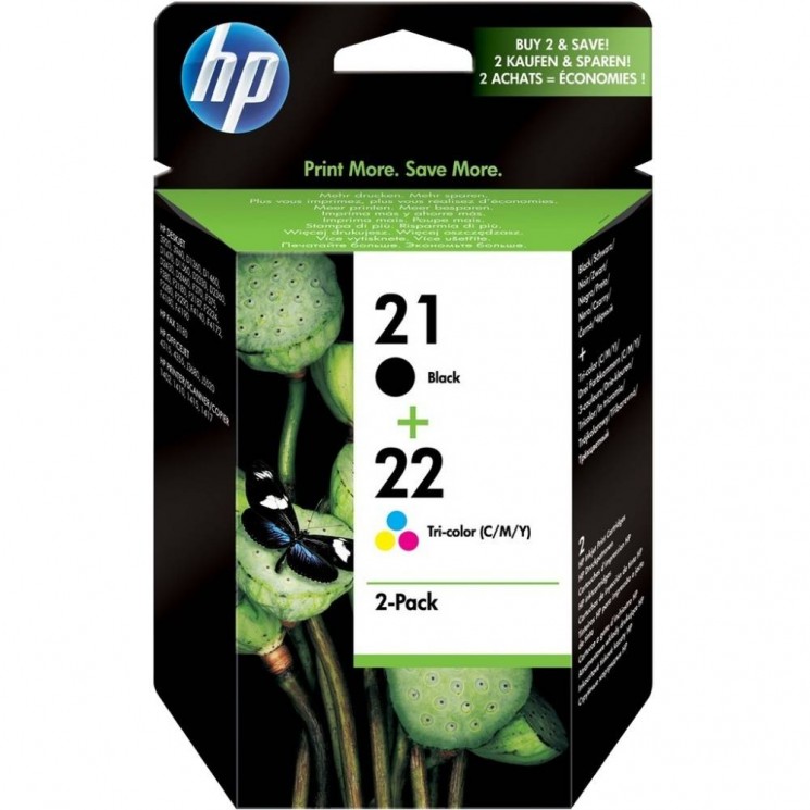 Набор оригинальных струйных картриджей "Hewlett-Packard" №21 Black (C9351AE) + №22 Color (C9352AE) (SD367AE) DeskJet-3920/D1360/D1460/F2180/F380/F4180