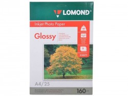 Фотобумага глянцевая (Glossy) A4 (210x297), 25 листов, 160 гр/м2 (0102079) "Lomond" для струйного принтера